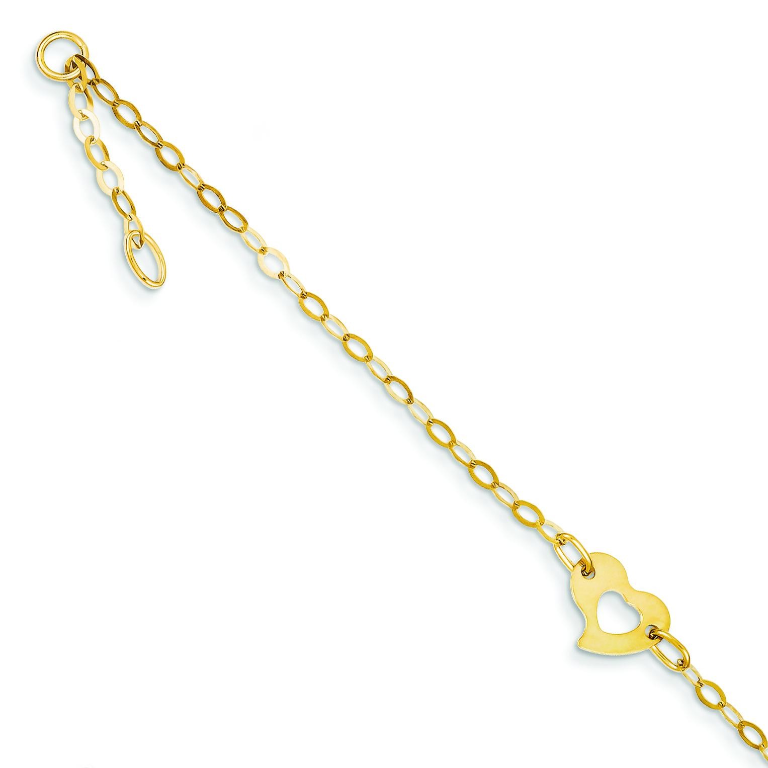 Heart Anklet in 14k Yellow Gold
