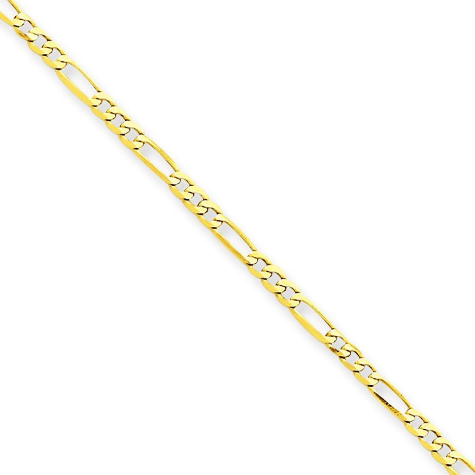 9inch Figaro Link Anklet in 14k Yellow Gold