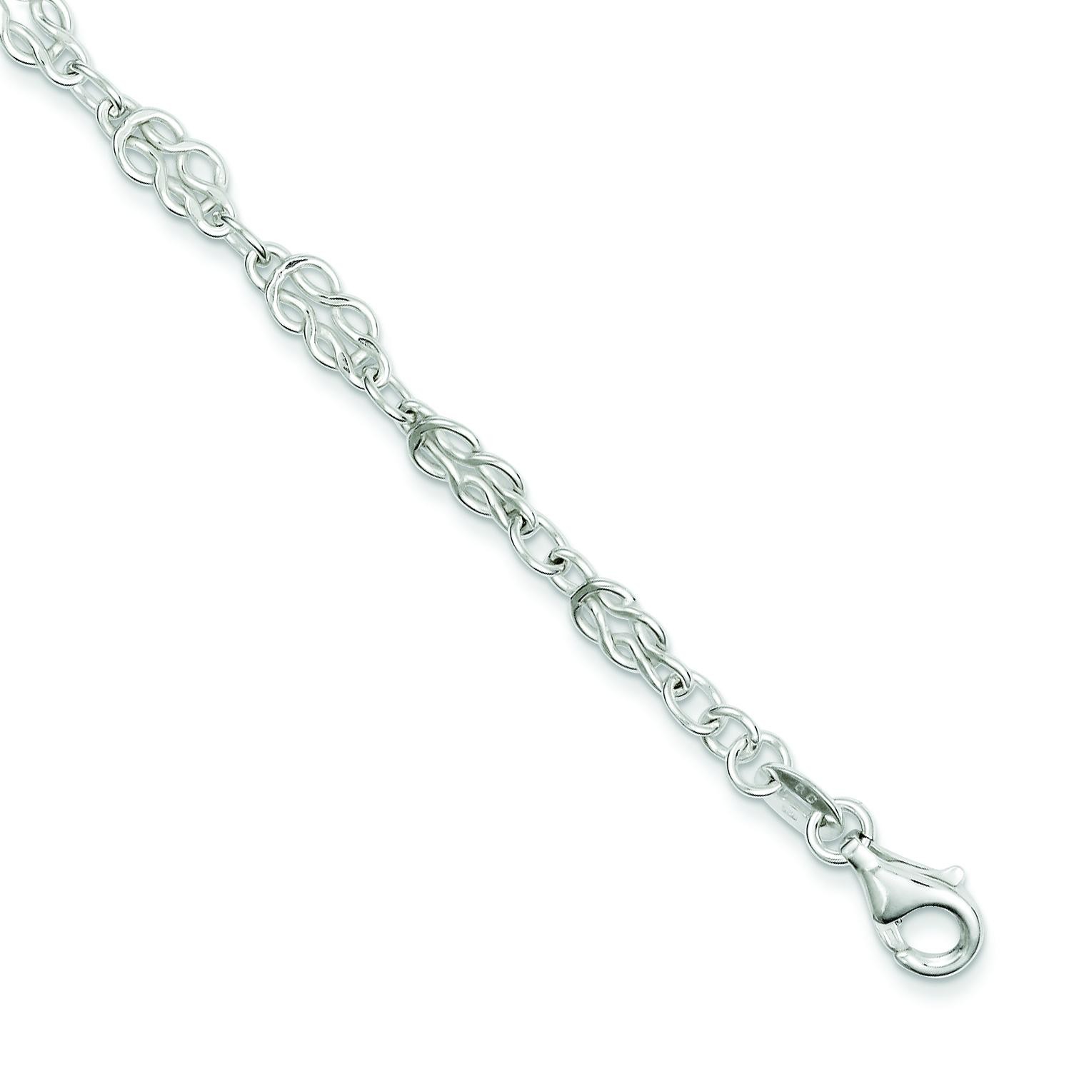 Knot Link Anklet in Sterling Silver