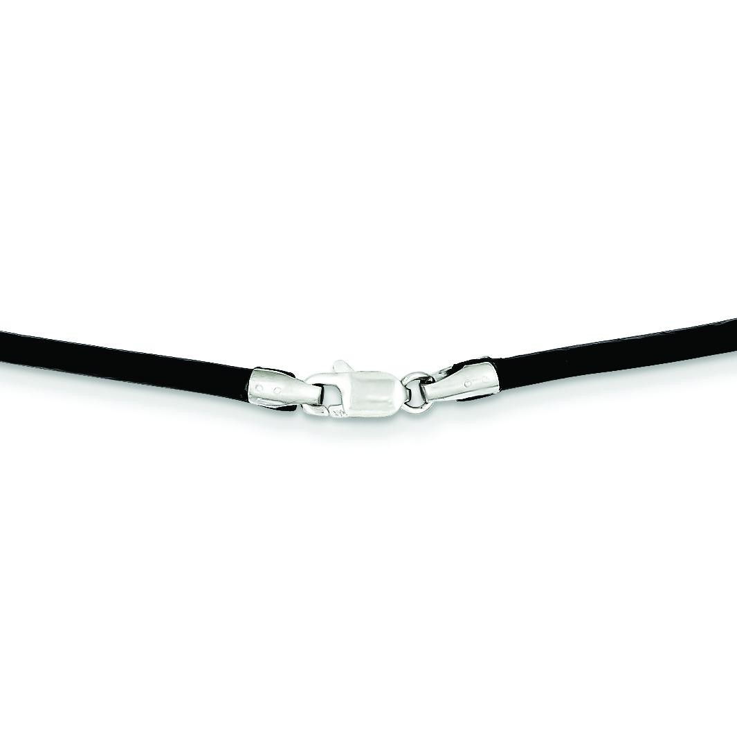 2mm 16 inch Black Leather Cord in 14k White Gold