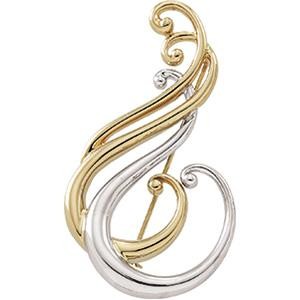 Fashion Brooch in 14k Two-tone Gold