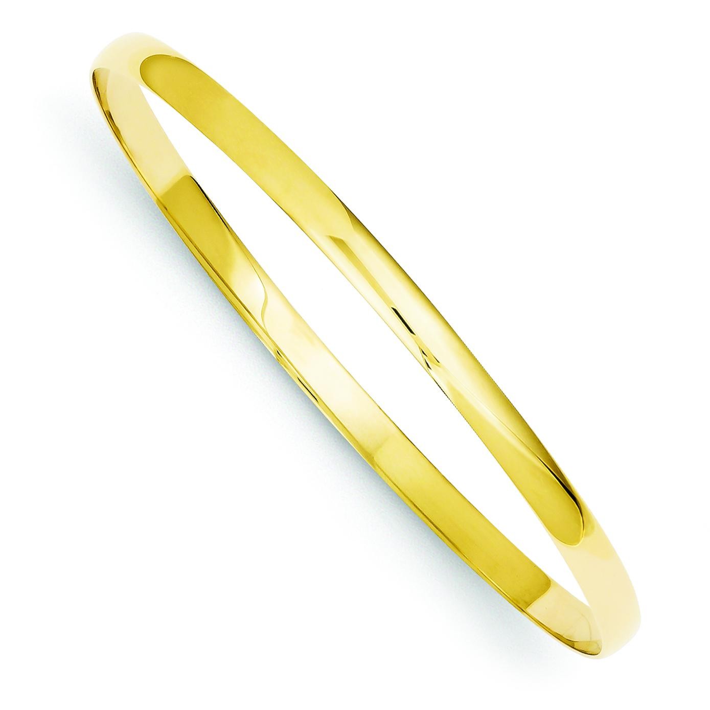 Solid Half Round Slip On Bangle in 14k Yellow Gold