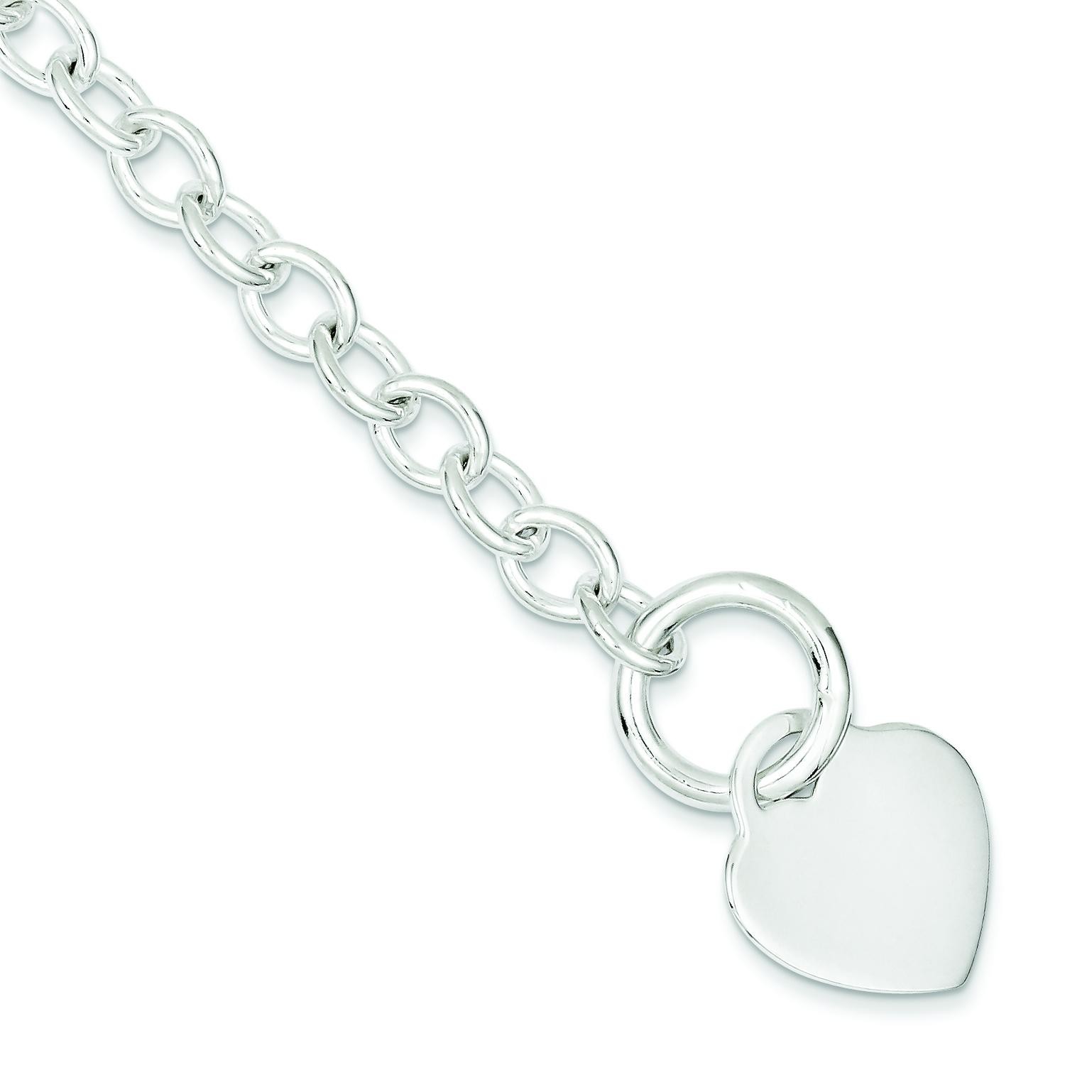 Heart Disc Toggle Bracelet in Sterling Silver