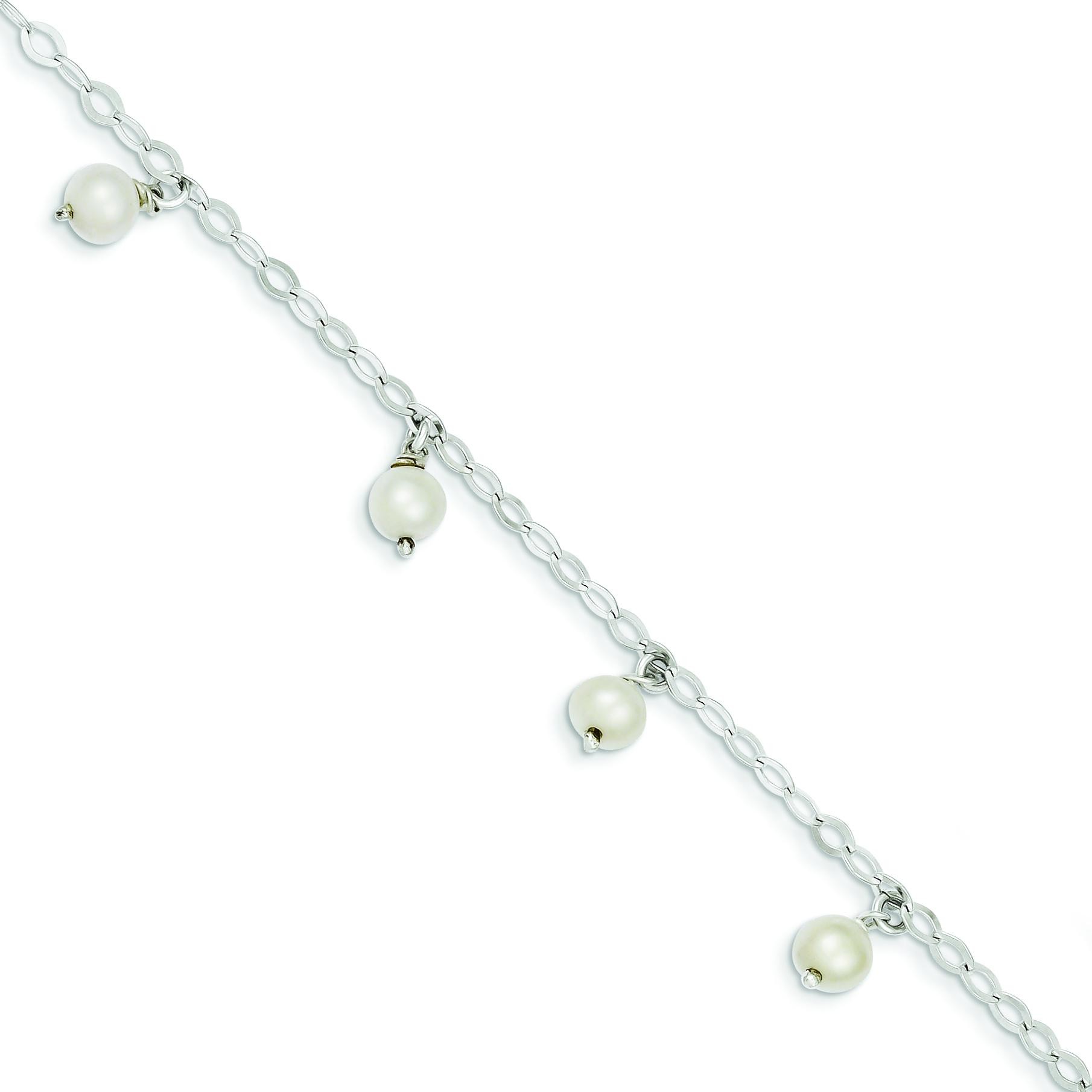 White Cultured Freshwater Pearl Bracelet in Sterling Silver