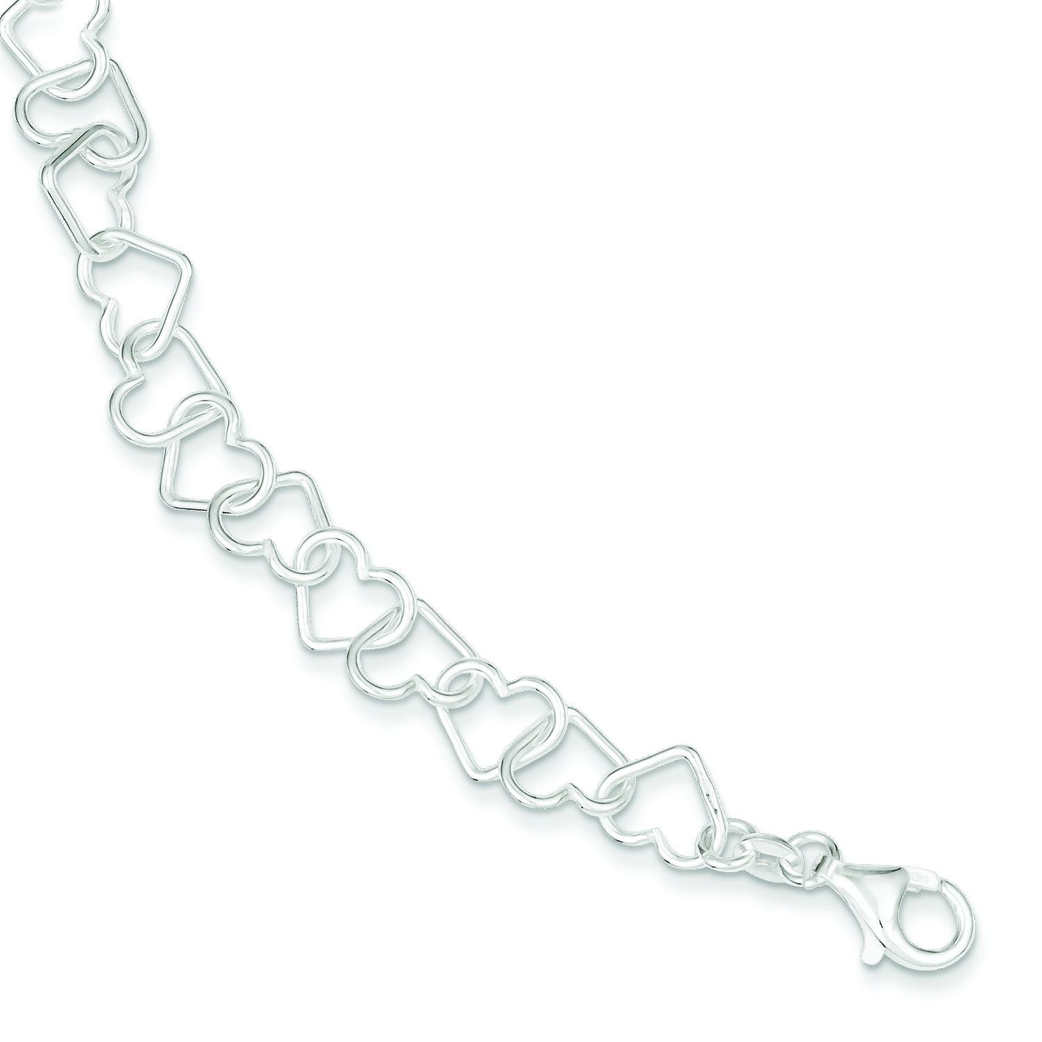 7.5inch Heart Link Bracelet in Sterling Silver