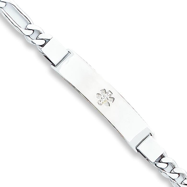 Medical ID Figaro Link Bracelet in Sterling Silver