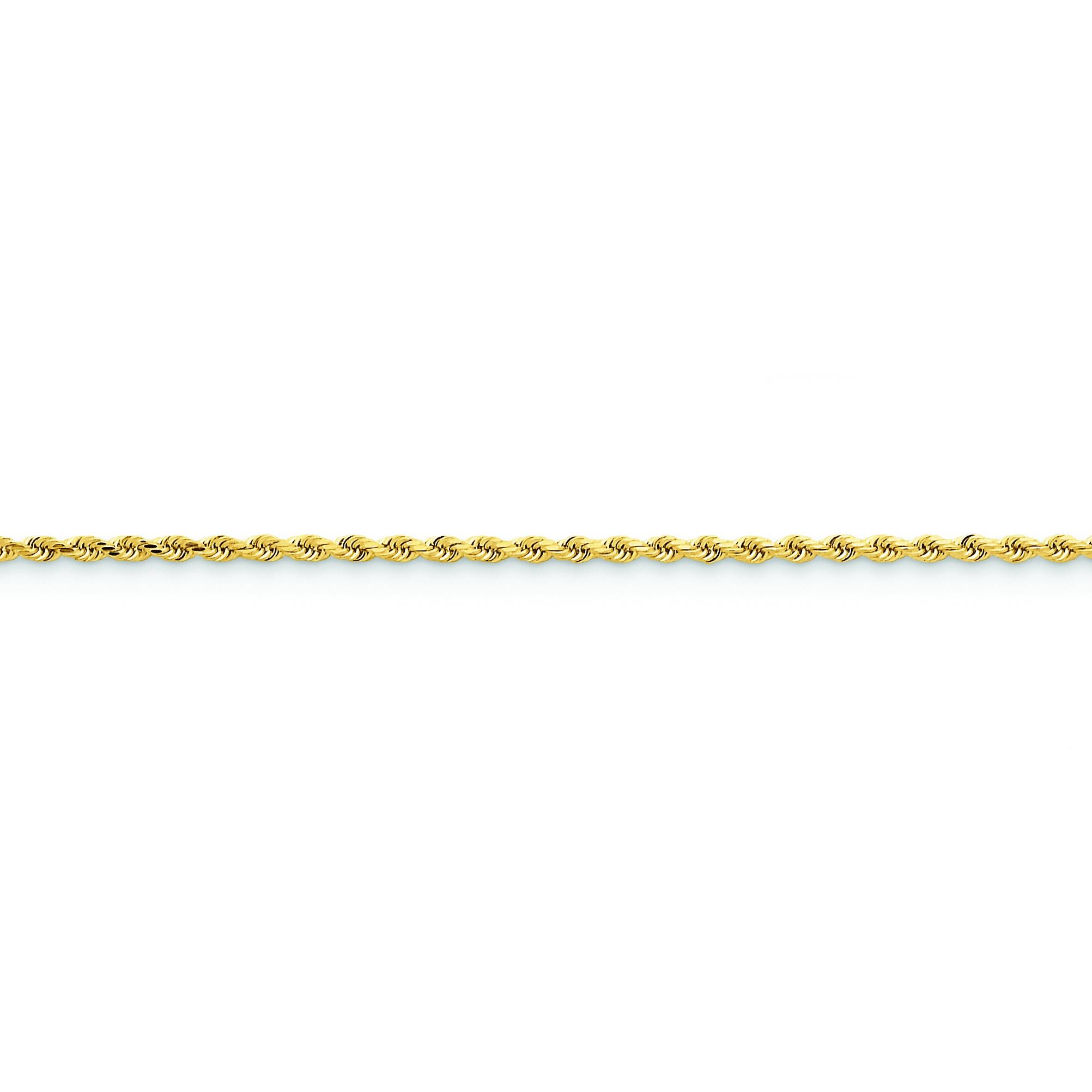 14k Yellow Gold 8 inch 2.25 mm Handmade Diamond-cut Rope Chain Bracelet