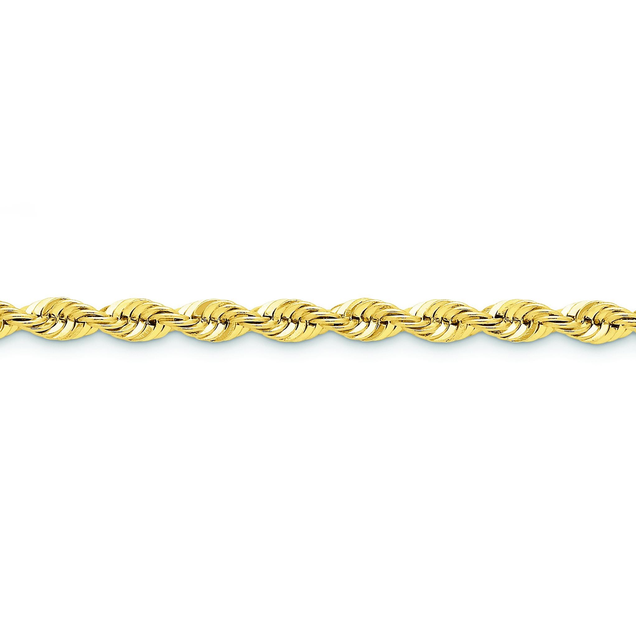 14k Yellow Gold 9 inch 6.00 mm Handmade Regular Rope Ankle Bracelet