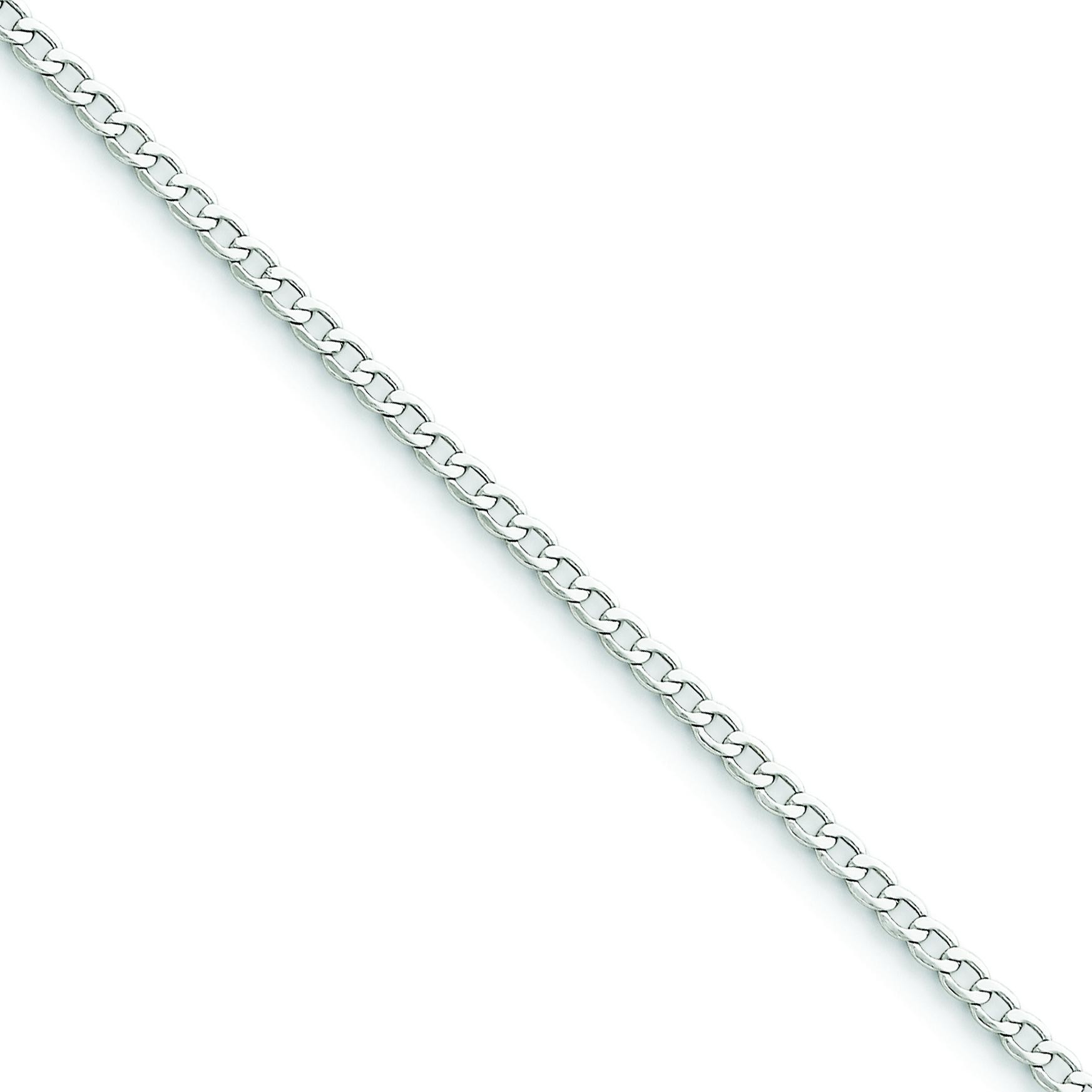 14k White Gold 7 inch 3.35 mm Light Curb Chain Bracelet