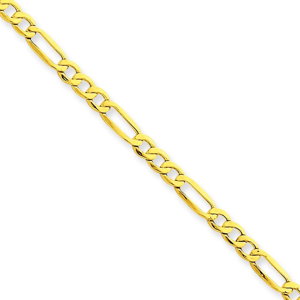 14k Yellow Gold 7 inch 3.50 mm Light Figaro Chain Bracelet