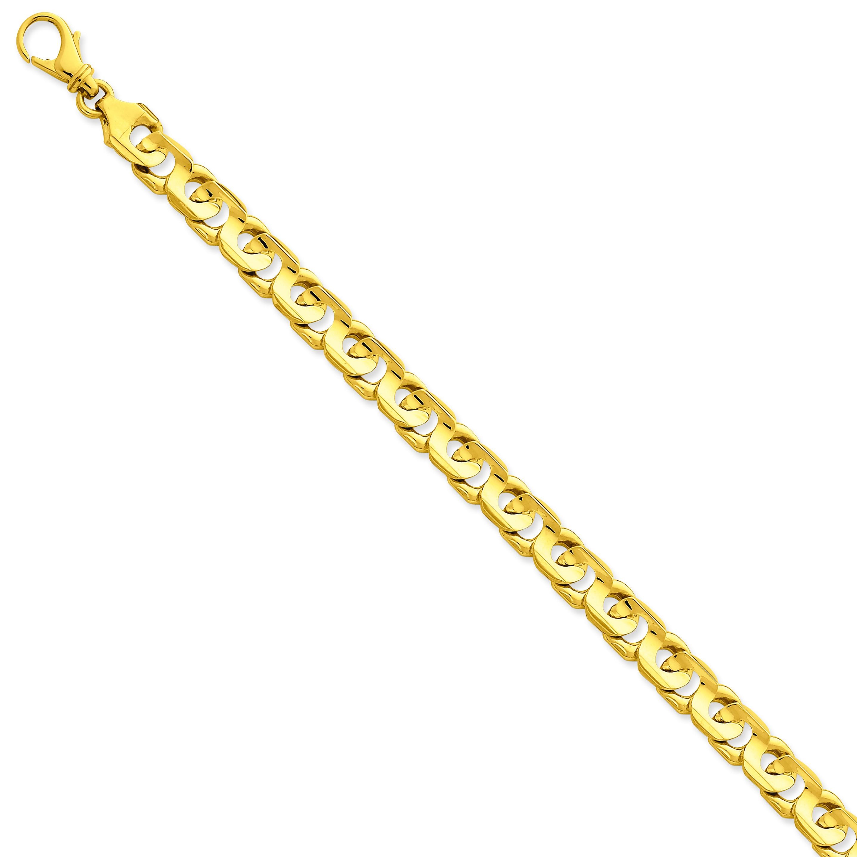14k Yellow Gold 8 inch 8.00 mm Hand-polished Link Chain Bracelet