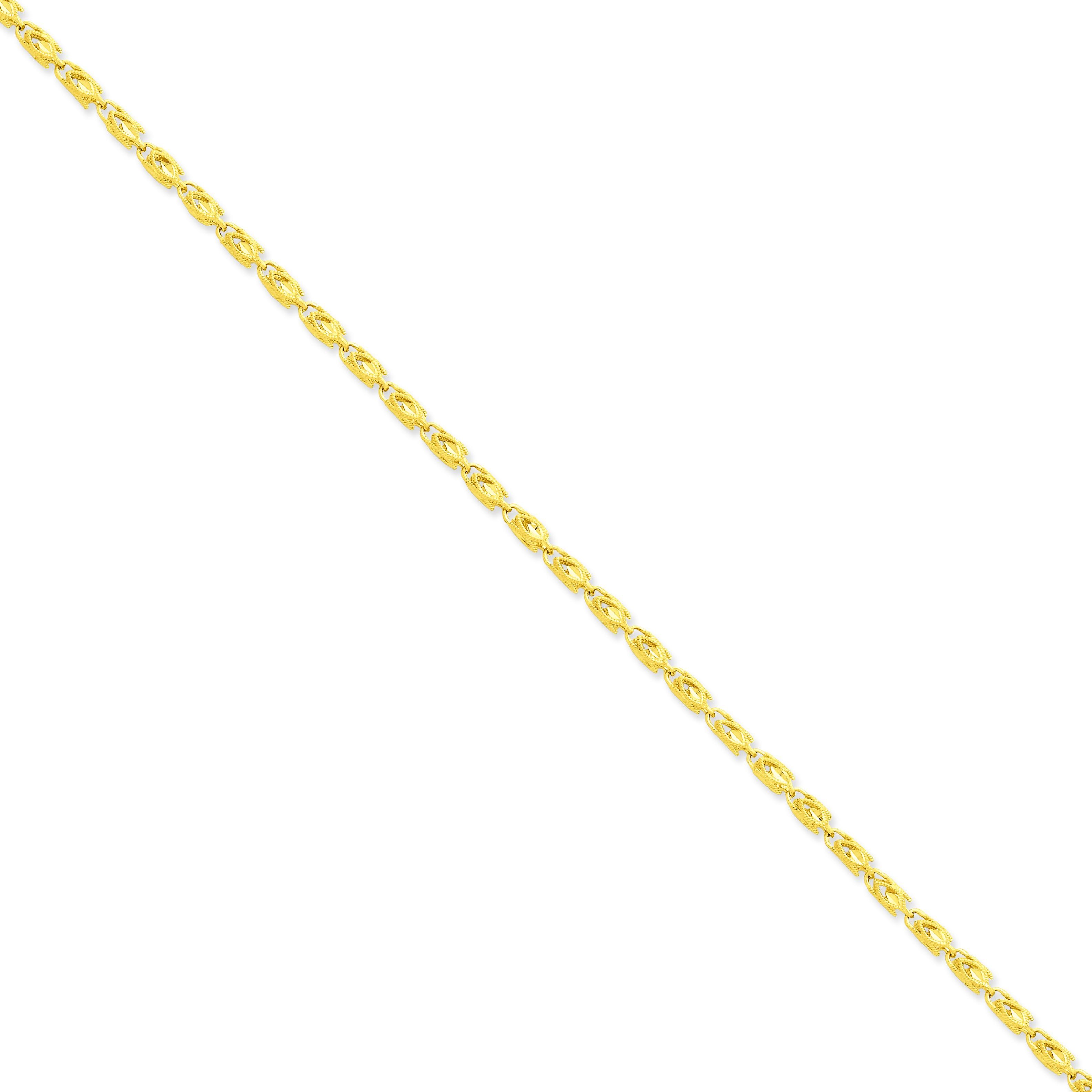 14k Yellow Gold 7 inch 3.50 mm Marquise Fancy Chain Bracelet