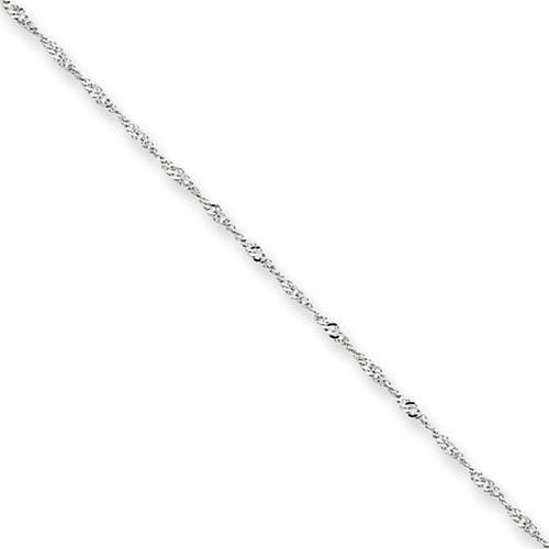 14k White Gold 14 inch 1.00 mm  Singapore Choker Necklace