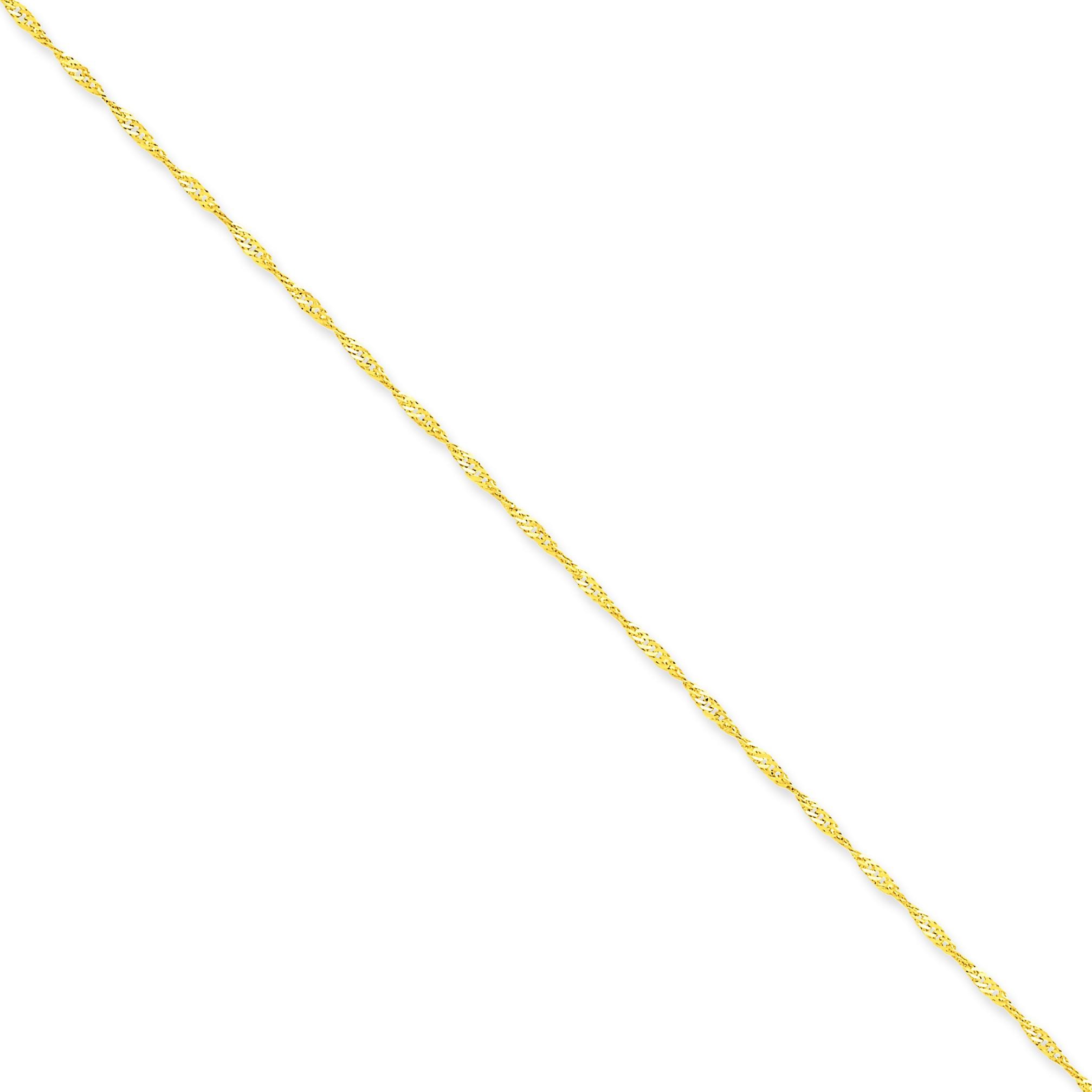 14k Yellow Gold 7 inch 1.35 mm  Singapore Chain Bracelet