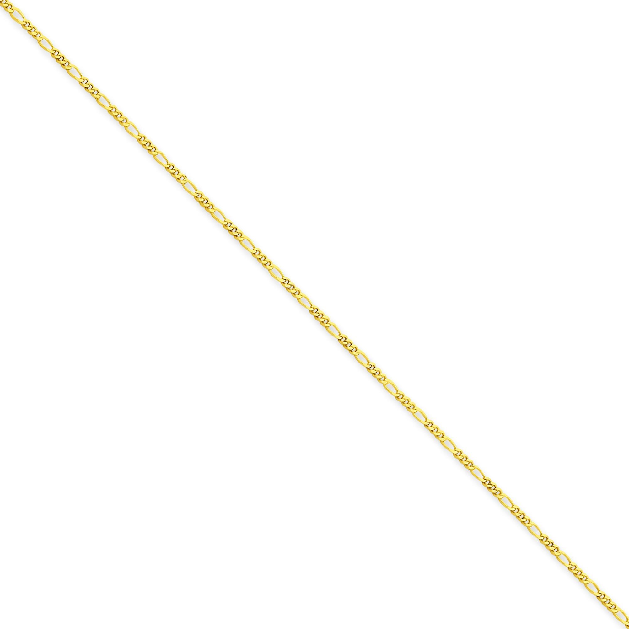 14k Yellow Gold 24 inch 1.25 mm Flat Figaro Chain Necklace