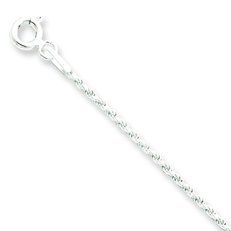 Sterling Silver 8 inch 1.50 mm Diamond-cut Rope Chain Bracelet