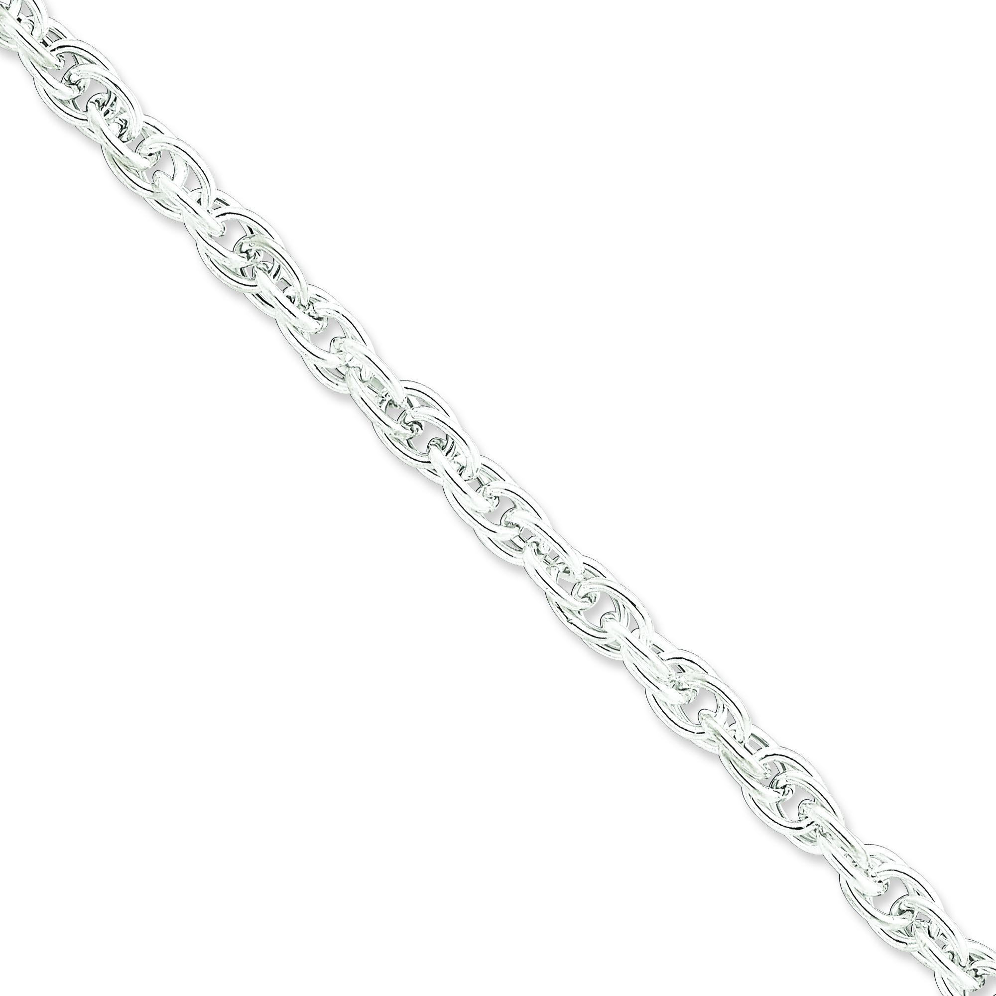 Sterling Silver 7 inch 6.75 mm Hollow Loose Rope Chain Bracelet