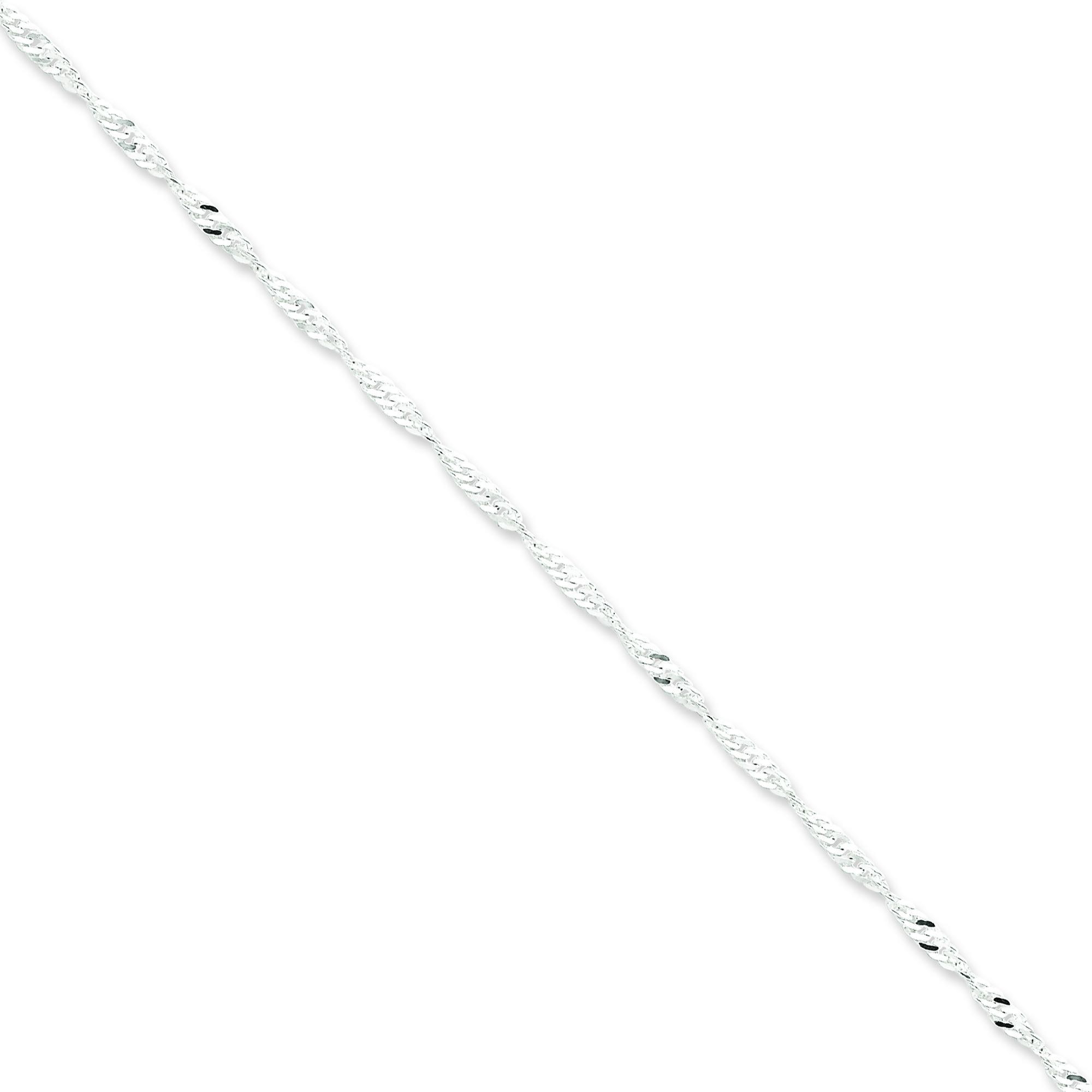 Sterling Silver 7 inch 2.25 mm Singapore Chain Bracelet