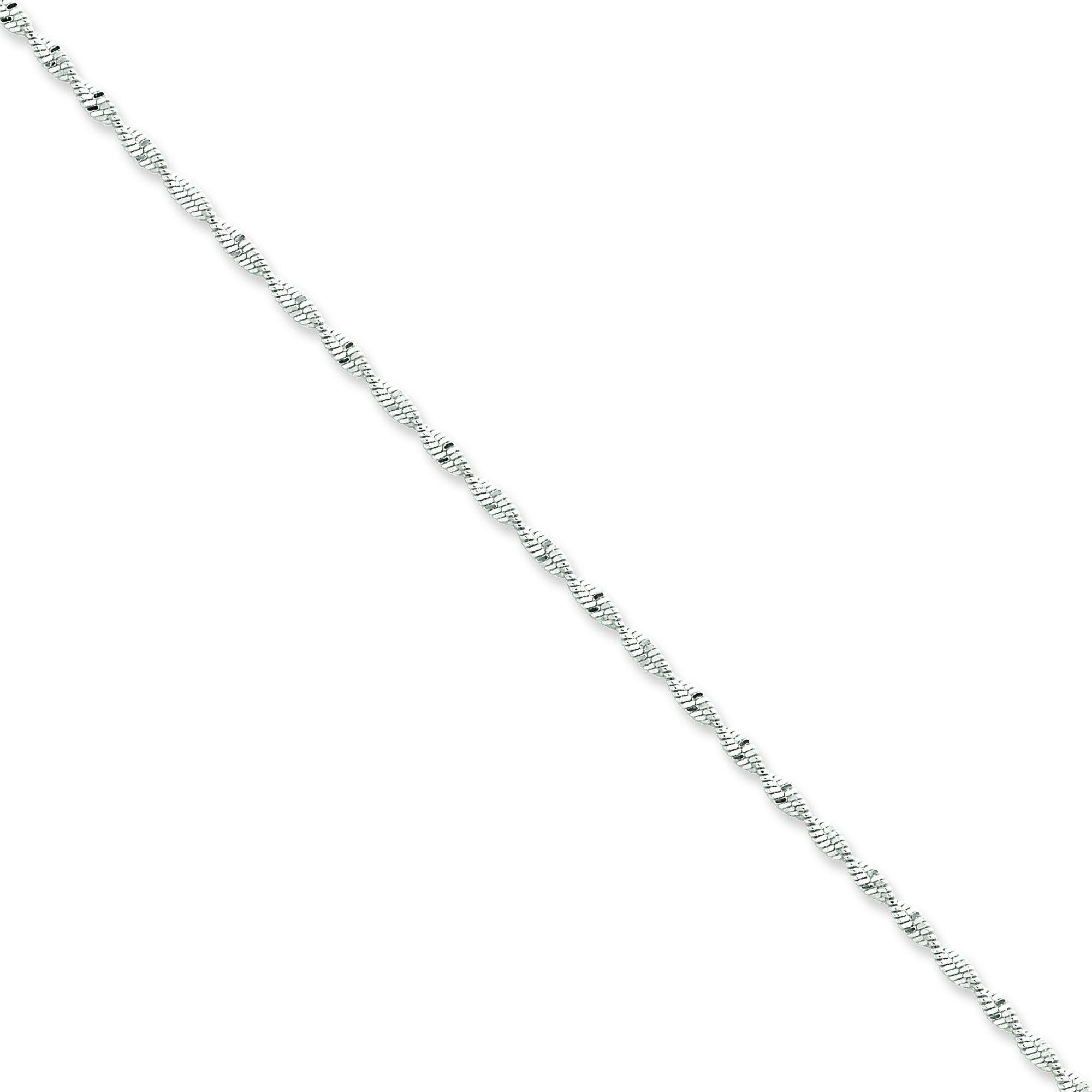 Sterling Silver 8 inch 2.00 mm Twisted Herringbone Chain Bracelet