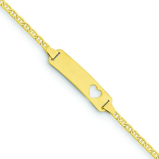 Anchor Link Baby ID, Plate with Cut-out Heart Bracelet in 14k Yellow Gold