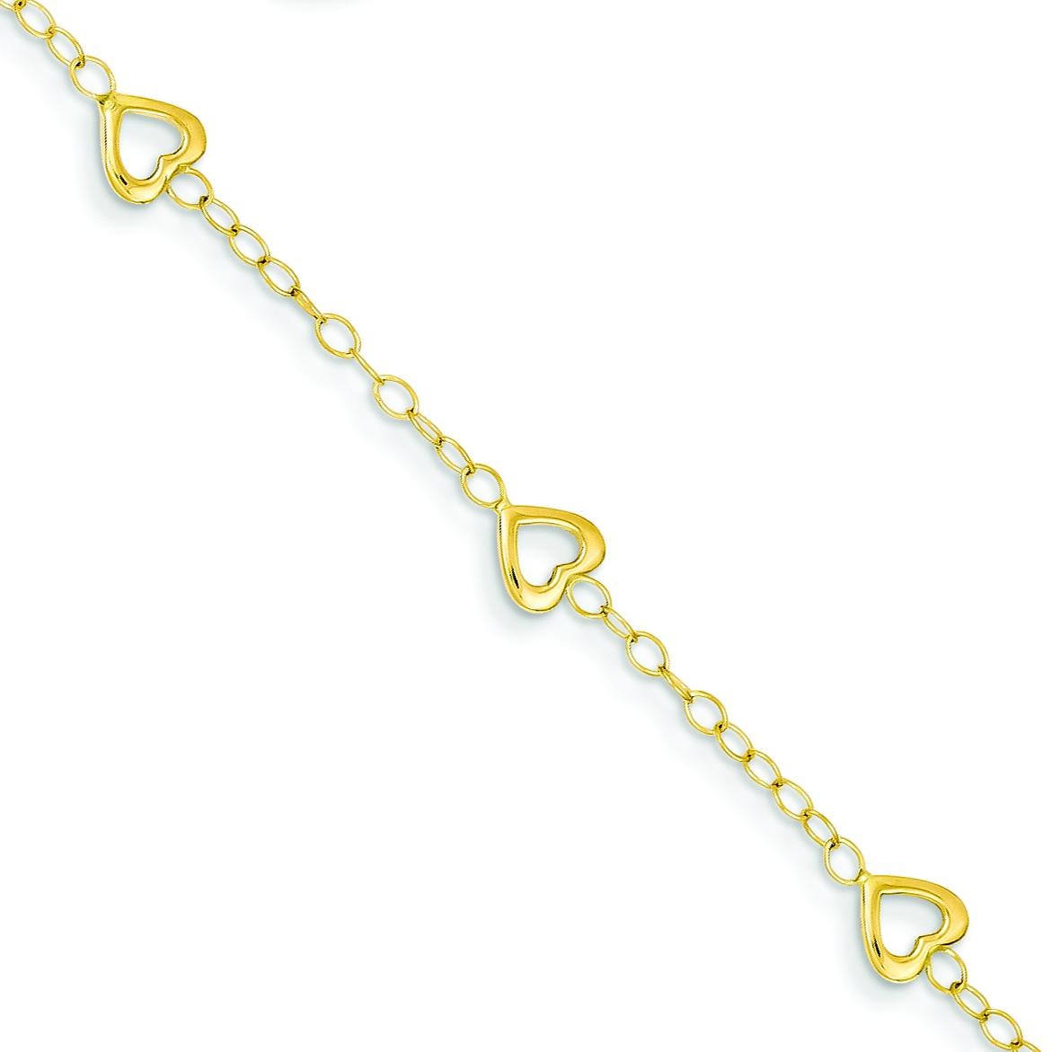 Heart Adjustable Child Bracelet in 14k Yellow Gold