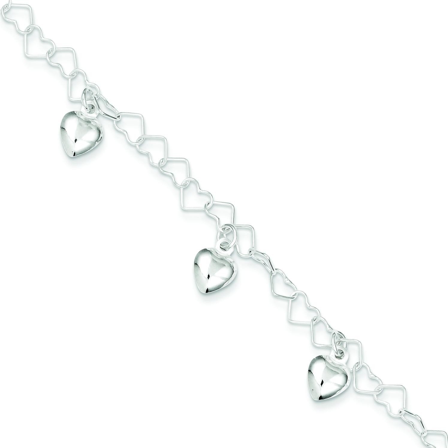 Dangling Heart Bracelet in Sterling Silver