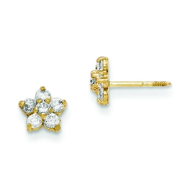Marquise CZ Star Earrings in 14k Yellow Gold