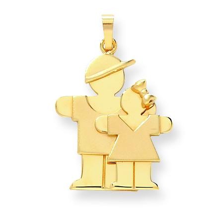 Big Boy Little Girl Engraveable Charm in 14k Yellow Gold