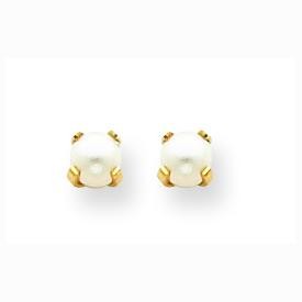 Prong Simulated Pearl Earrings in Non Metal