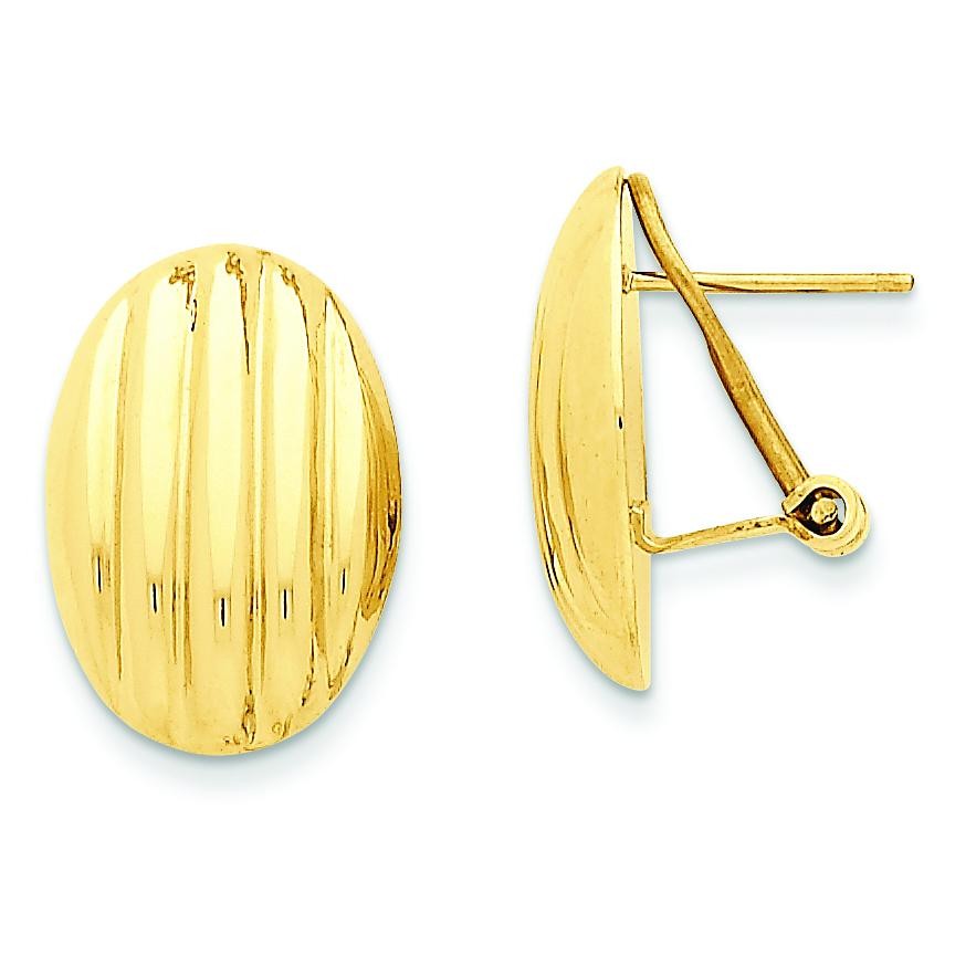 Fancy Omega Back Post Earrings in 14k Yellow Gold