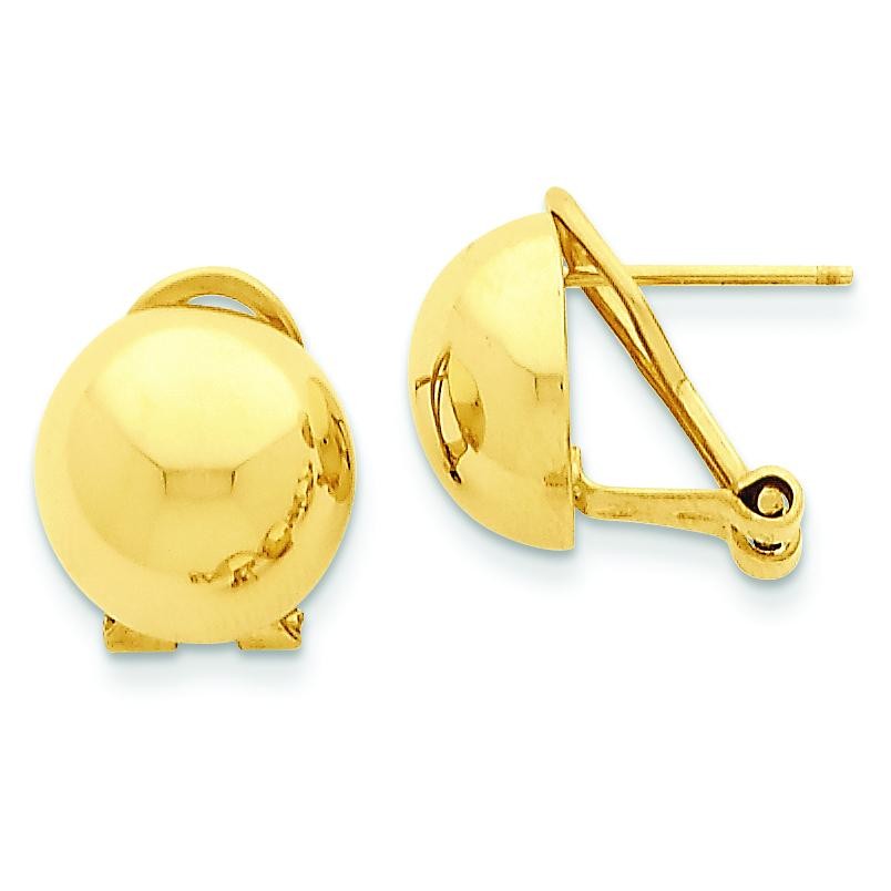 Omega Clip Half Ball Ea in 14k Yellow Gold