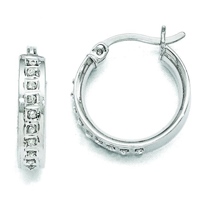 Diamond Mystique Round Hinged Hoop Earrings in Sterling Silver (0.01 Ct. tw.)