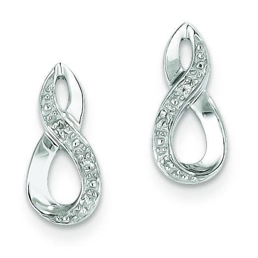 Rhodium Diamond Post Earrings in Sterling Silver