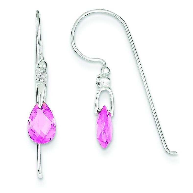 Pink Teardrop CZ Earrings in Sterling Silver
