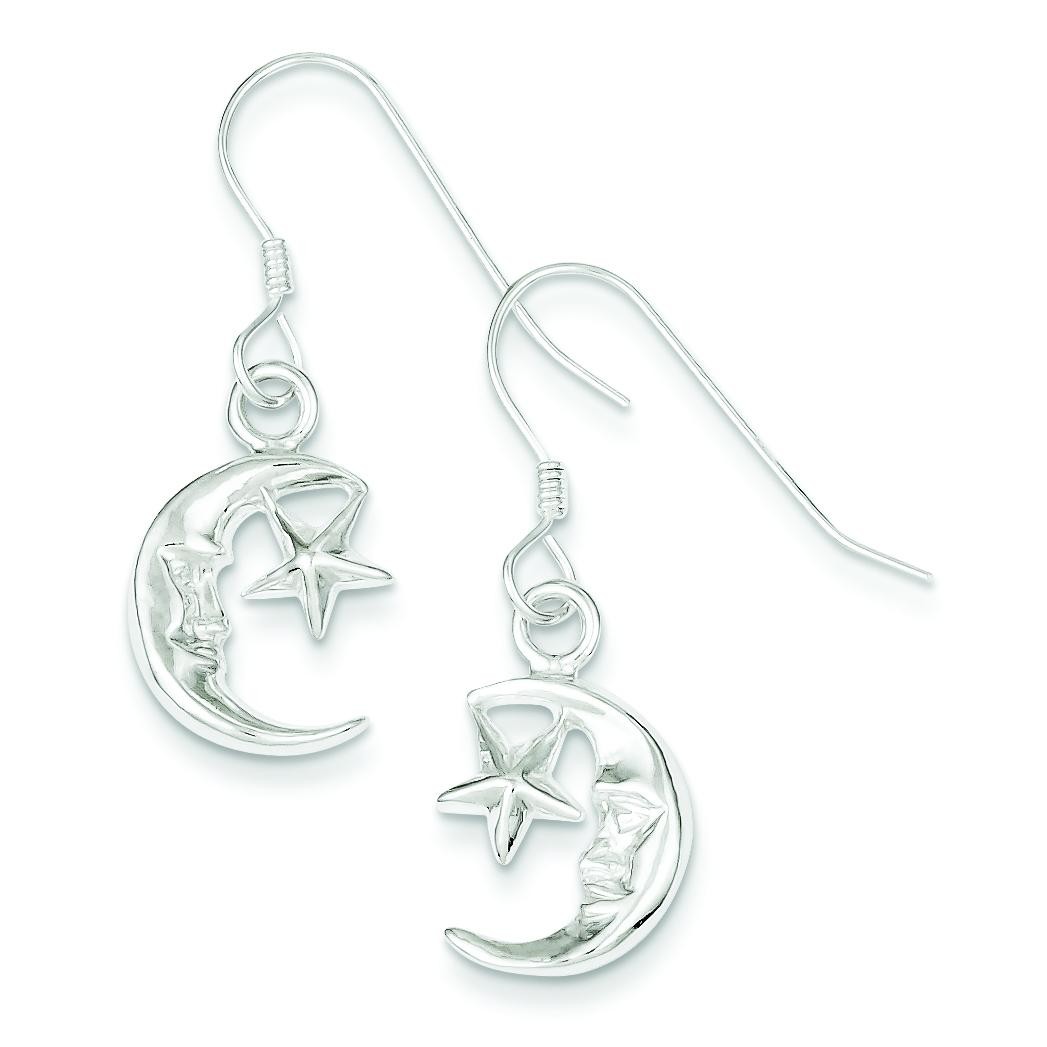 Moon Star Earrings in Sterling Silver