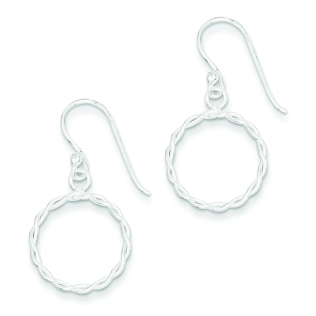 Twisted Circle Dangle Earrings in Sterling Silver