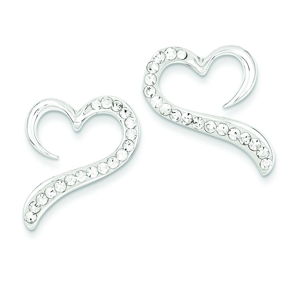 W Swarovski Crystal Heart Earrings in Sterling Silver