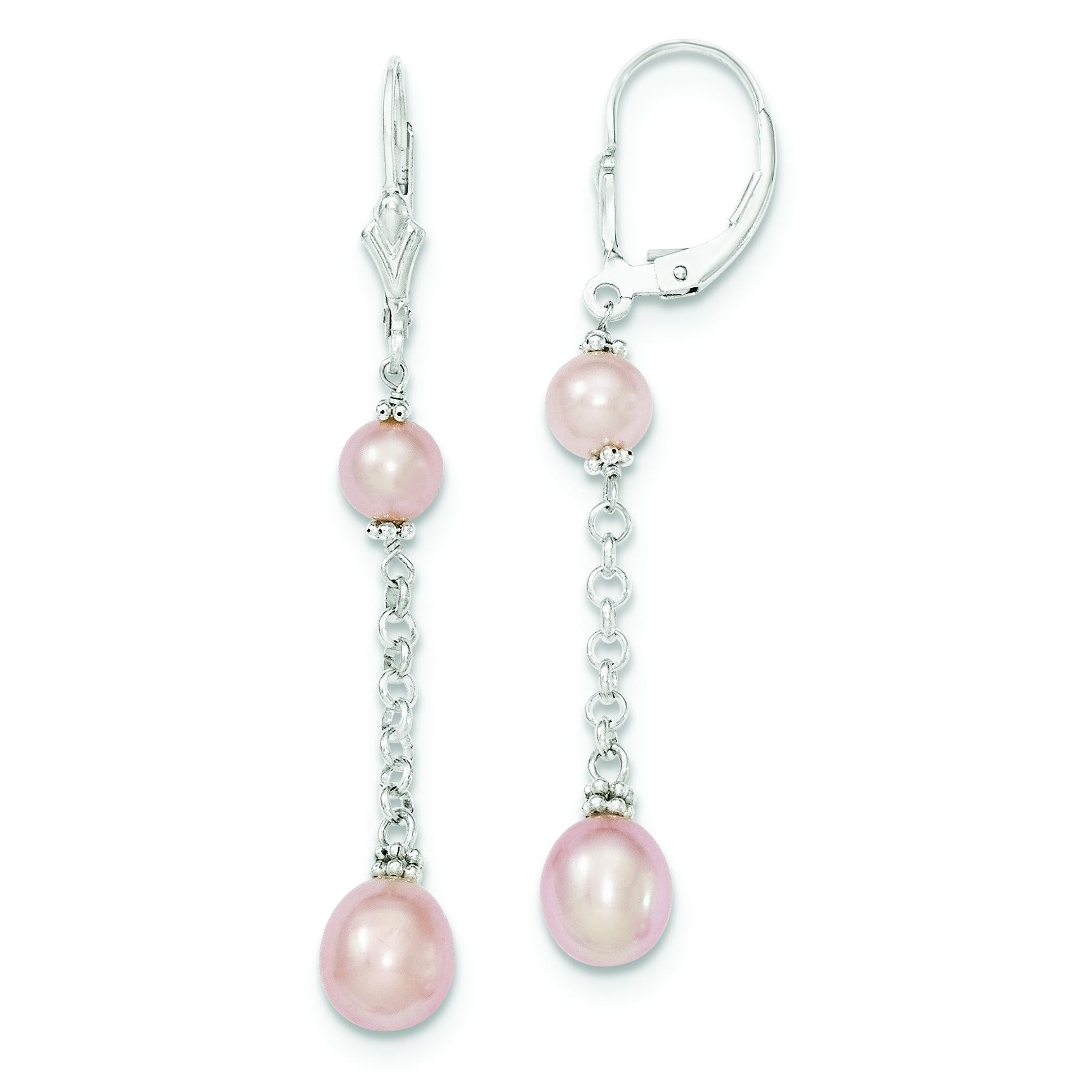 Natural Cultured Pearl Earrings in Sterling Silver