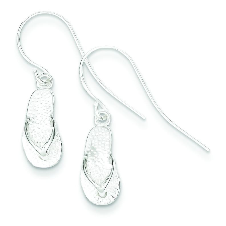 Textured Sandal Dangle Earrings in Sterling Silver