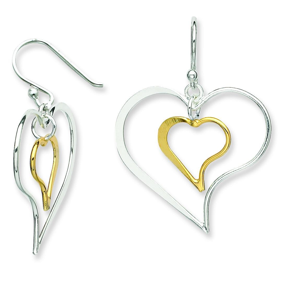 Golddouble Twisted Heart Dangle Earrings in Sterling Silver