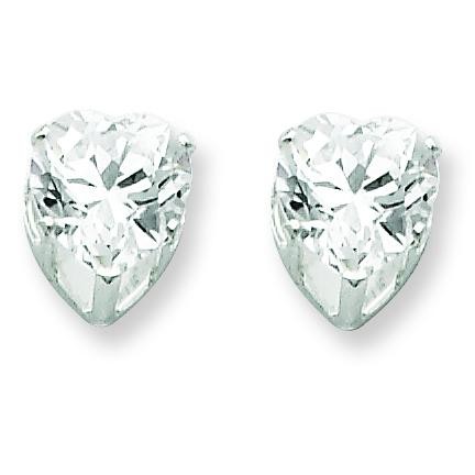 Heart Prong CZ Stud Earrings in Sterling Silver