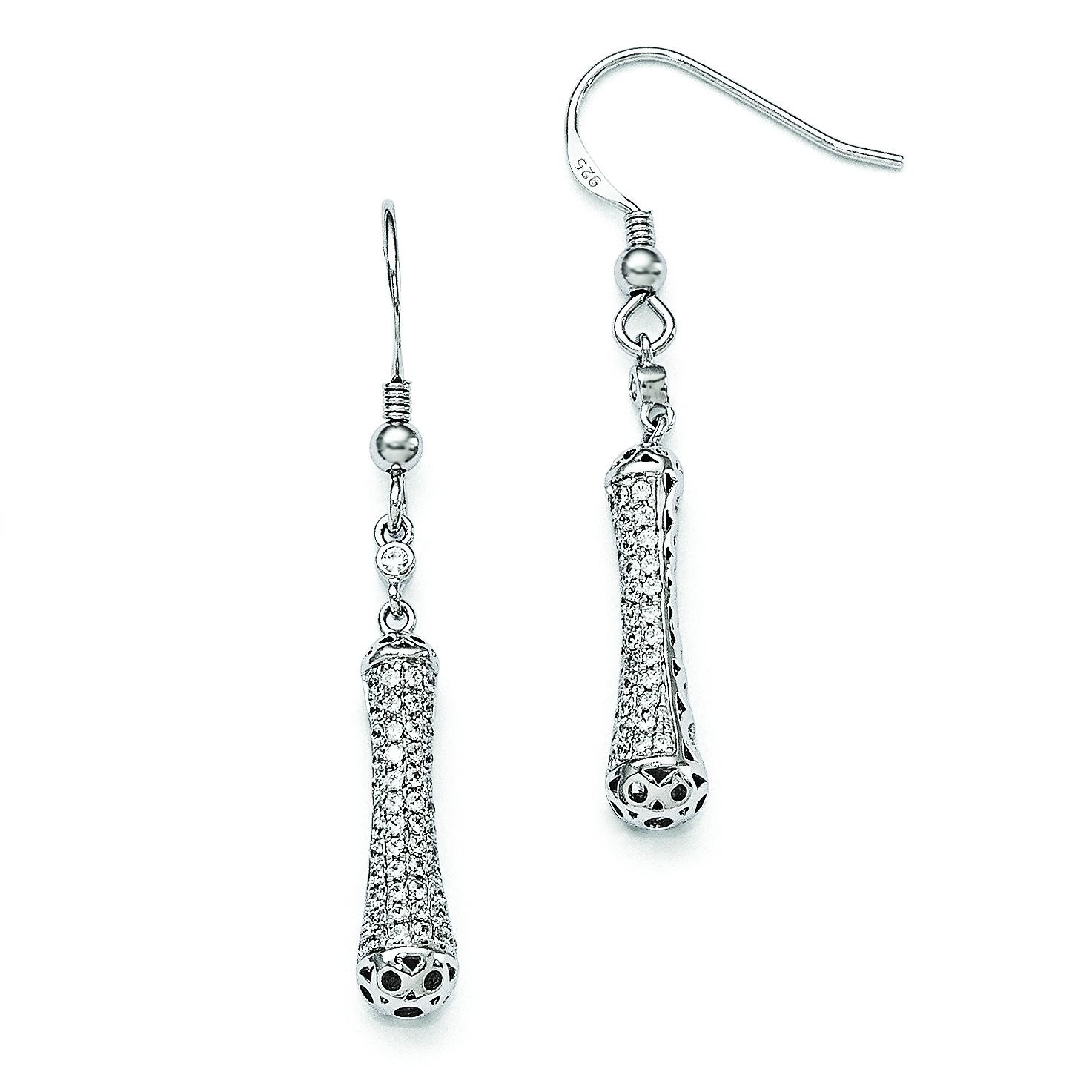 CZ Fancy Dangle Earrings in Sterling Silver