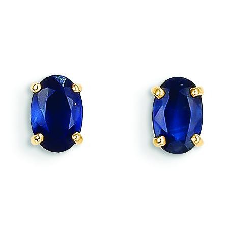 Sapphire Earrings September in 14k Yellow Gold