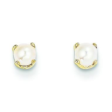 Cultured Pearl Post Earrings in 14k Yellow Gold