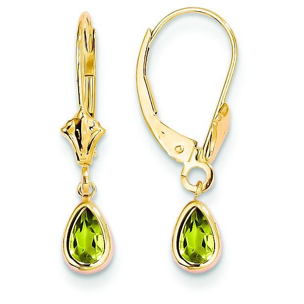 Peridot Earrings August in 14k Yellow Gold