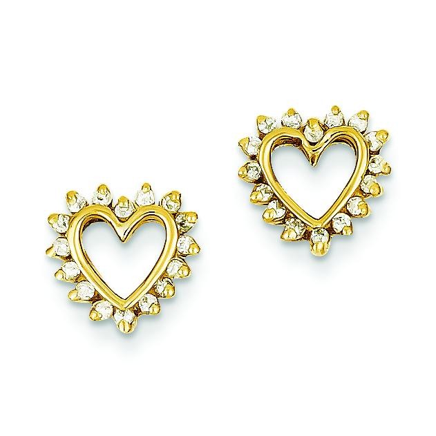 Diamond Heart Earring in 14k Yellow Gold 