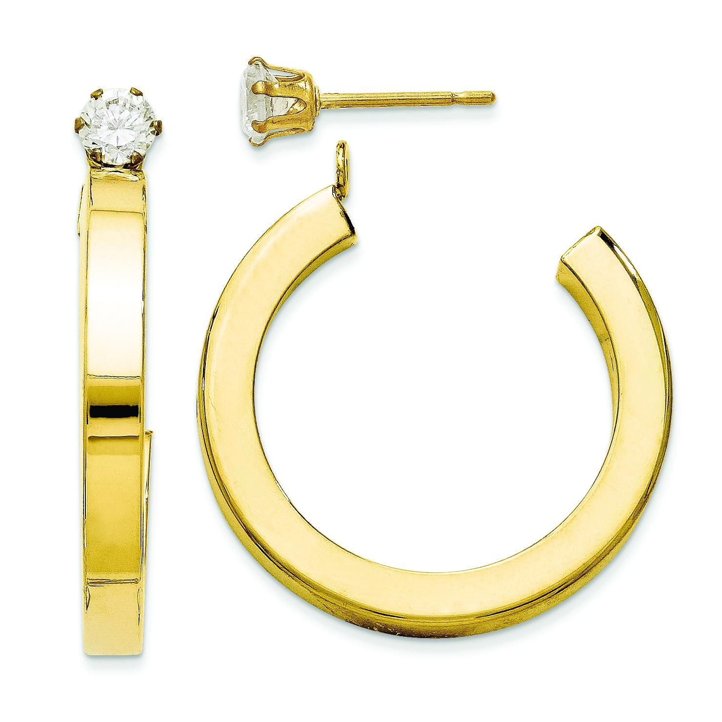 J Hoop With CZ Stud Earring Jackets in 14k Yellow Gold