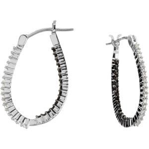 Black Spinel Diamond Hoop Earrings in Sterling Silver (0.16 Ct. tw.) (0.16 Ct. tw.)