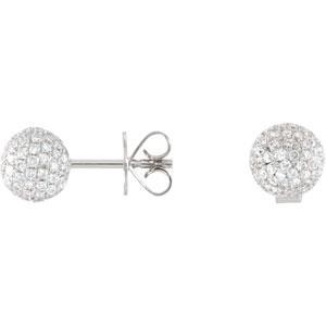 Diamond Pave Ball Earrings in 18k White Gold (1.16 Ct. tw.) (1.16 Ct. tw.)
