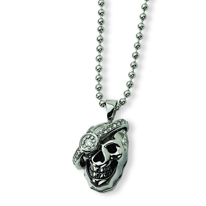 Skull Diamond Necklace in Stainless Steel